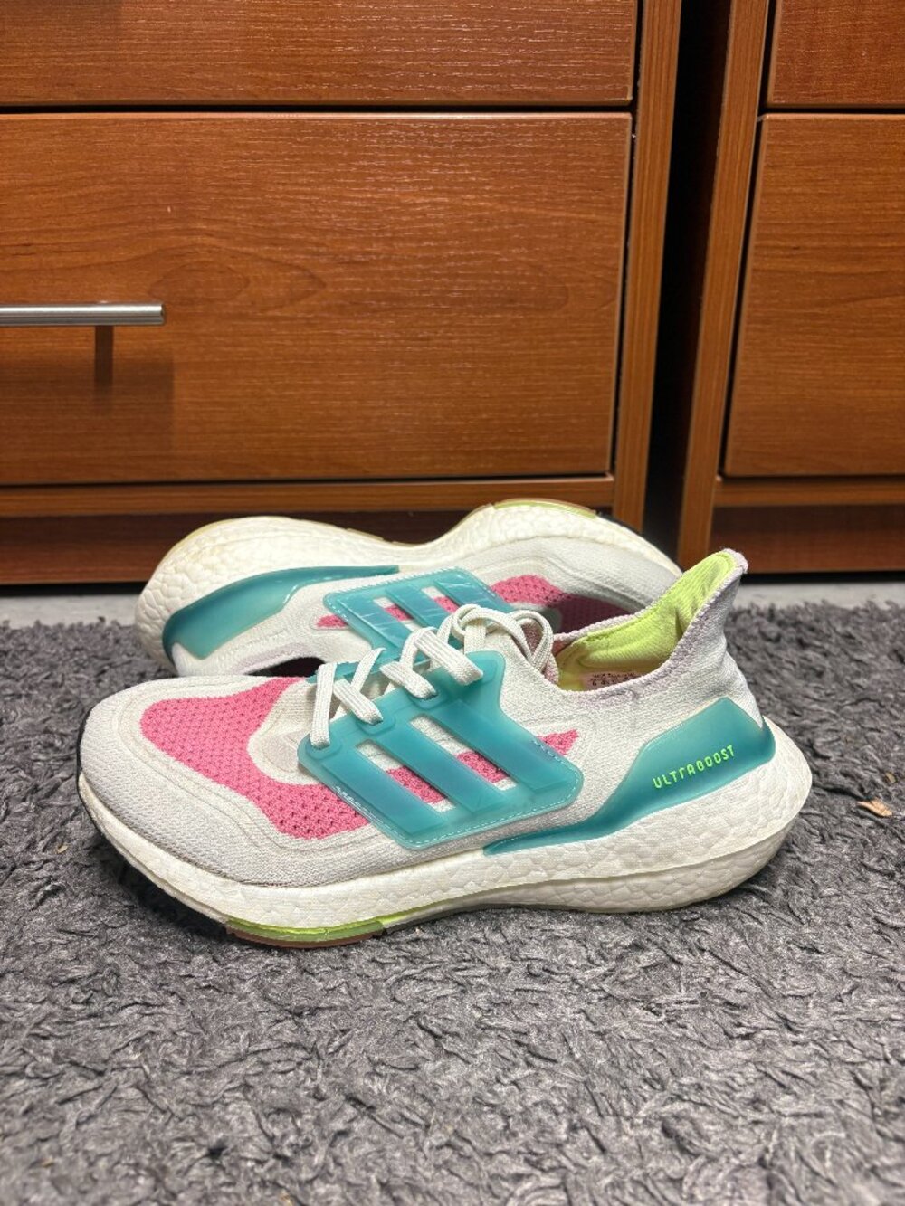 Adidas UltraBOOST 21 W Running Shoes White Mint Rose Color Women's US 6 S23845